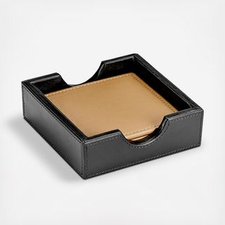 Traditional Leather Square Coaster, Set of 4
