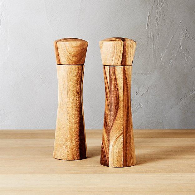 Set of 2 Cinch Acacia Short Salt-Pepper Mills