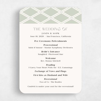 Green Rounded Wedding Program - Diamant