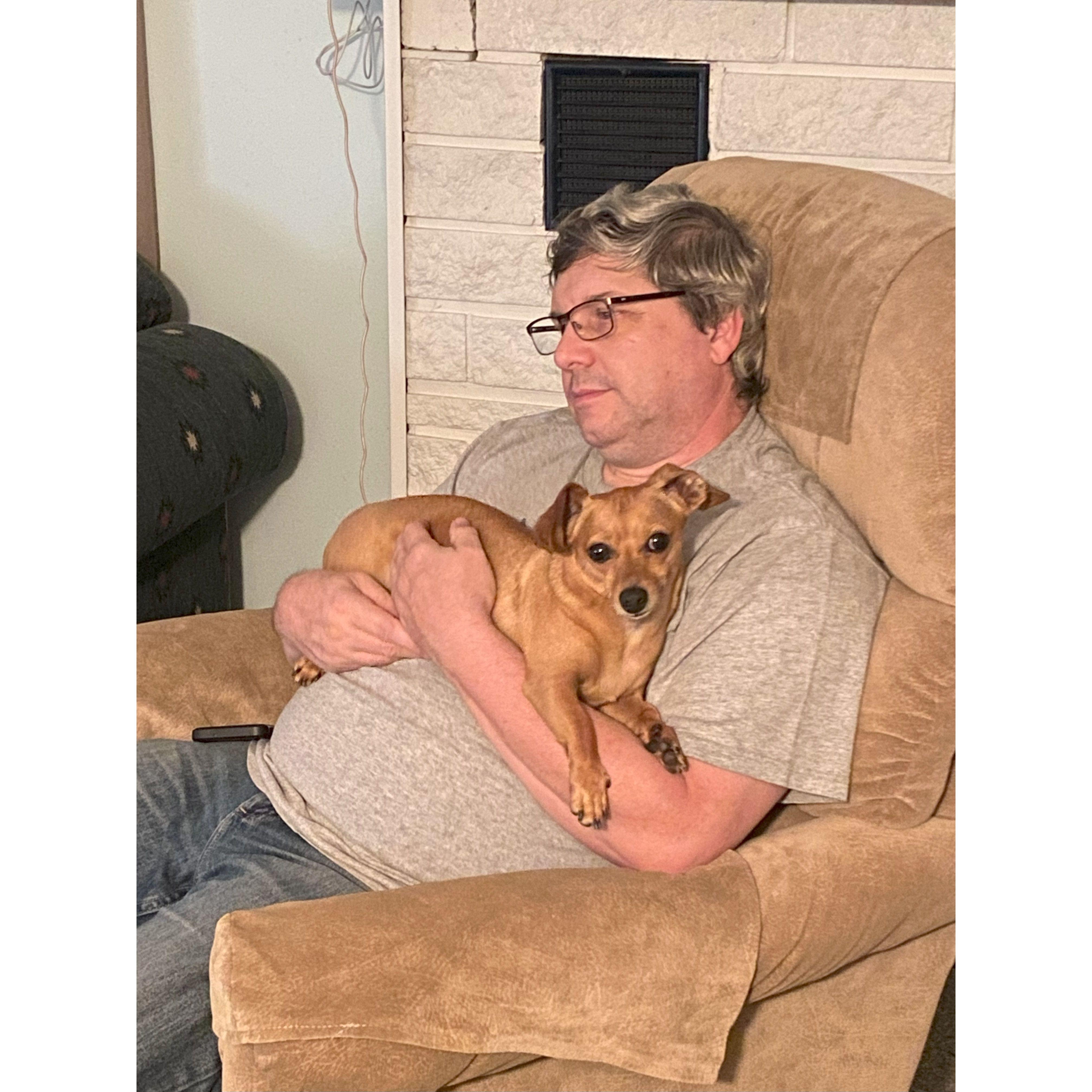 Ron and Rigby snuggled up!
