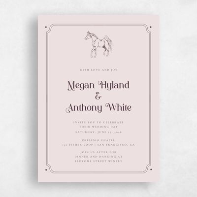 Light Mauve, Pink Wedding Invitation - Brisbee Portrait