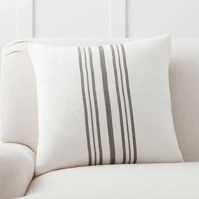 Culver Reversible Stripe Grainsack Pillow 20x20 Inches Gray