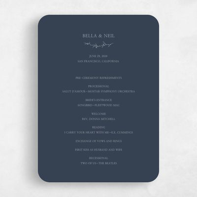 Blue Rounded Wedding Program - Earlewood