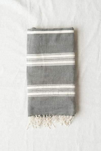 Aden Cotton Hand Towel In Grey & Natural