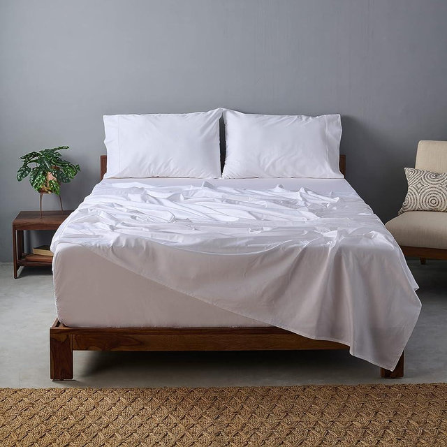 Weddingly CEA Certified 100% Giza Egyptian Cotton Sheets|4 Piece Set|Accredited Gold Seal|Deep Pocket|Extra Long Staple|Sateen Weave|5 Star Luxury|High Fabric Strength,Uniform &Soft| (Queen,White)