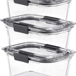 Rubbermaid Brilliance Glass Storage 4.7-Cup Food Containers with Lids Set of 3 Clear