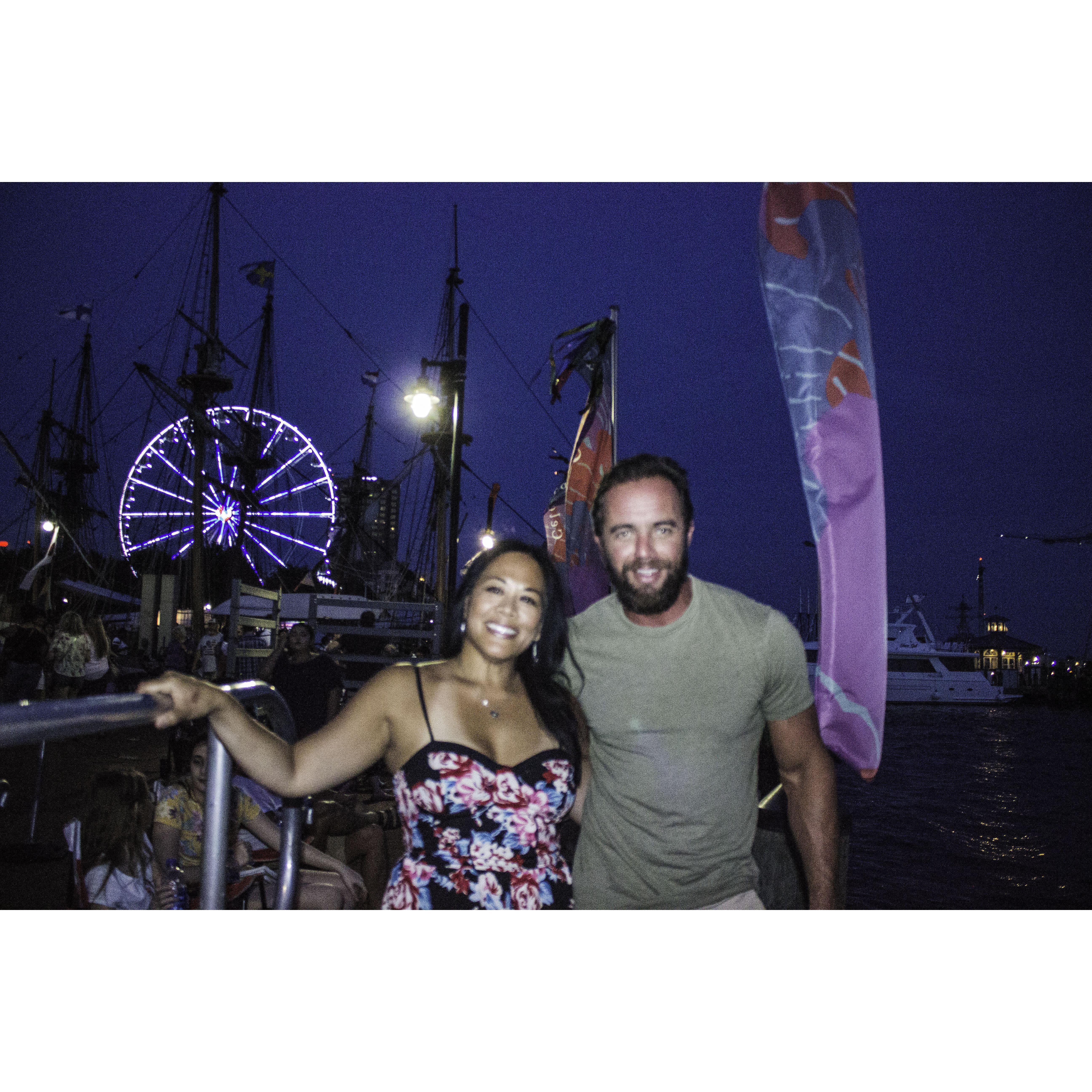 Getting ready to watch the fireworks at Harborfest.