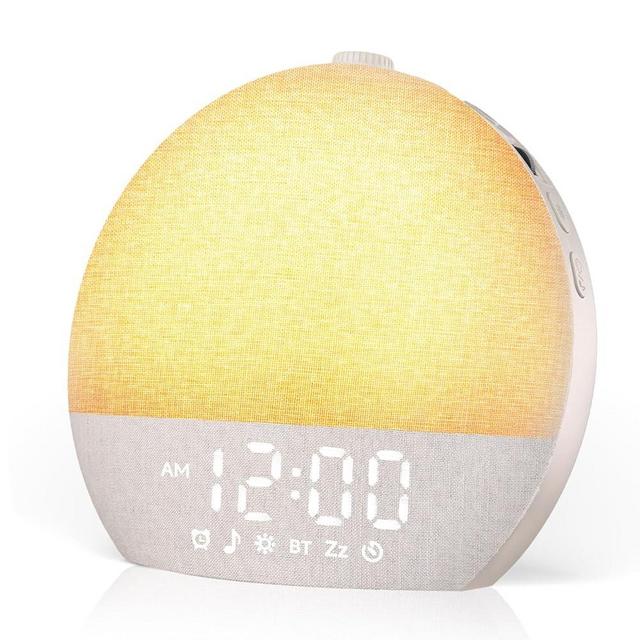 Geuuap Sunrise Alarm Clock White Noise Sound Machine for Bedroom | Natural Wake-Up Light with 30 Soothing Sleep Aids, Bluetooth Speaker, Dimmable Clock, Screen-Free Design for Baby Adults Kids-Khaki