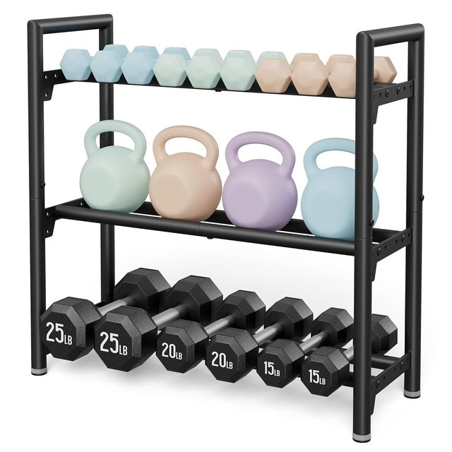 Dumbbell Rack Stand Only, 400LBS Capacity Weight Rack for Home Gym Storage, Adjustable Weight Storage Racks, Heavy-Duty Kettlebell Rack ﻿