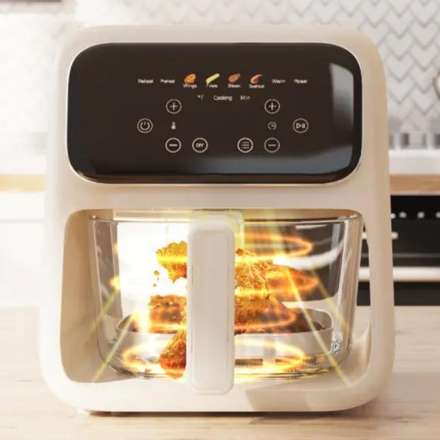 Crispy Quiet Non-Toxic Tempered 5mm Glass Air Fryer