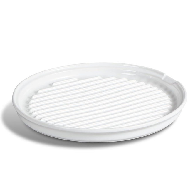 ONEMORE Bacon Rack Ceramic Bacon Cooker Oven Bacon Maker Microwave Meat Rack for Cooking Crisp Bacon - 10 inch Bacon Plate, White