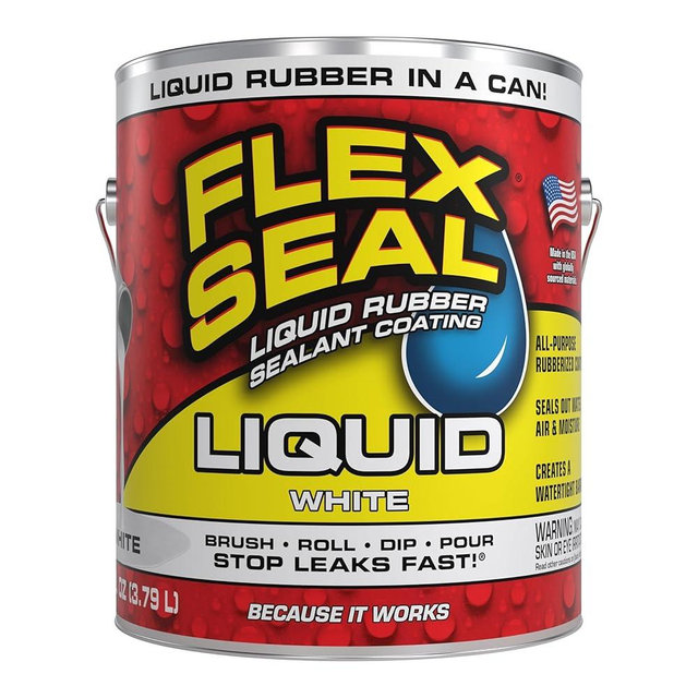 Flex Seal Liquid, Rubber Coating Sealant, Waterproof, Flexible, Breathable, and UV Resistant, Roof Repair, Basements, RV, Campers, Trailers, Marine, EPDM, Masonry, White, 1 Gallon