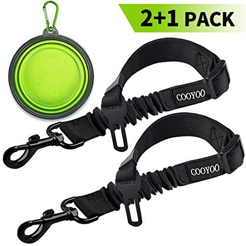 COOYOO Dog Seat Belt,2 Pack Pet Car Seat Belts Adjustable Heavy Duty & Elastic Vehicle Dog Safety Belt Harness for Travel Daily Use - Compatible with Any Pet Harness