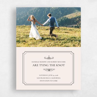 Beige Typography Wedding Save the Date - Malta Photo