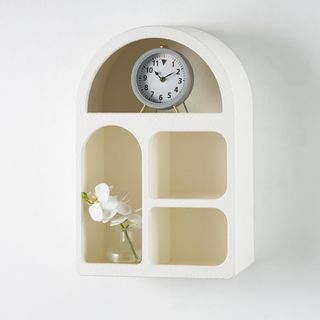 Geometric Wooden Arched 4-Cubby Room Wall Shelf