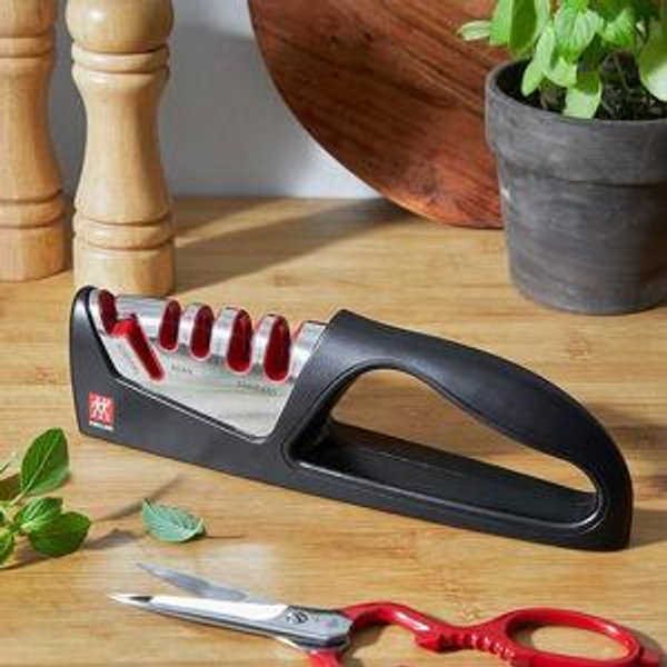 ZWILLING 5-Stage Knife Sharpener with Shear Sharpener, Keep Japanese and Western Blades Razor Sharp, Easy To Use, Easy-To-Hold Handle and Non-Slip Bottom