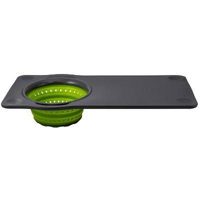 Squish Over-The-Sink Cutting Board with Colander Green/Grey