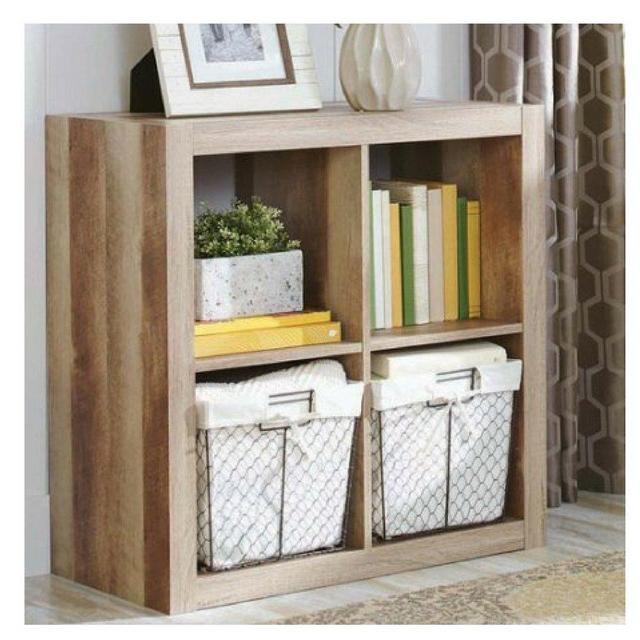 Better Homes and Gardens.. Bookshelf Square Storage Cabinet 4-Cube Organizer (Weathered)