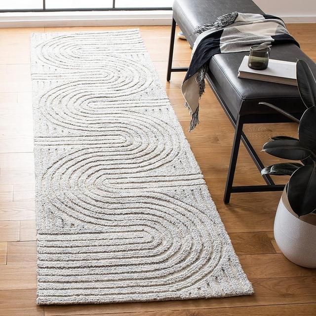 SAFAVIEH South Hampton Collection Runner Rug - 2'3" x 6', Grey, Handmade Mid-Century Modern Abstract, Ideal for High Traffic Areas in Living Room, Bedroom (SHA301F)