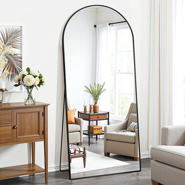 LadyNow Floor Mirror, 71"×28" Full Length Mirror with Stand for Bedroom Living Room, Black