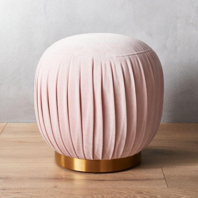 Pleated Blush Ottoman-Stool