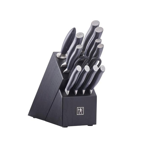 Henckels Graphite 13-pc Knife Set with Block, Kitchen Knife Sharpener, Chef Knife, Steak Knife, Black, Stainless Steel