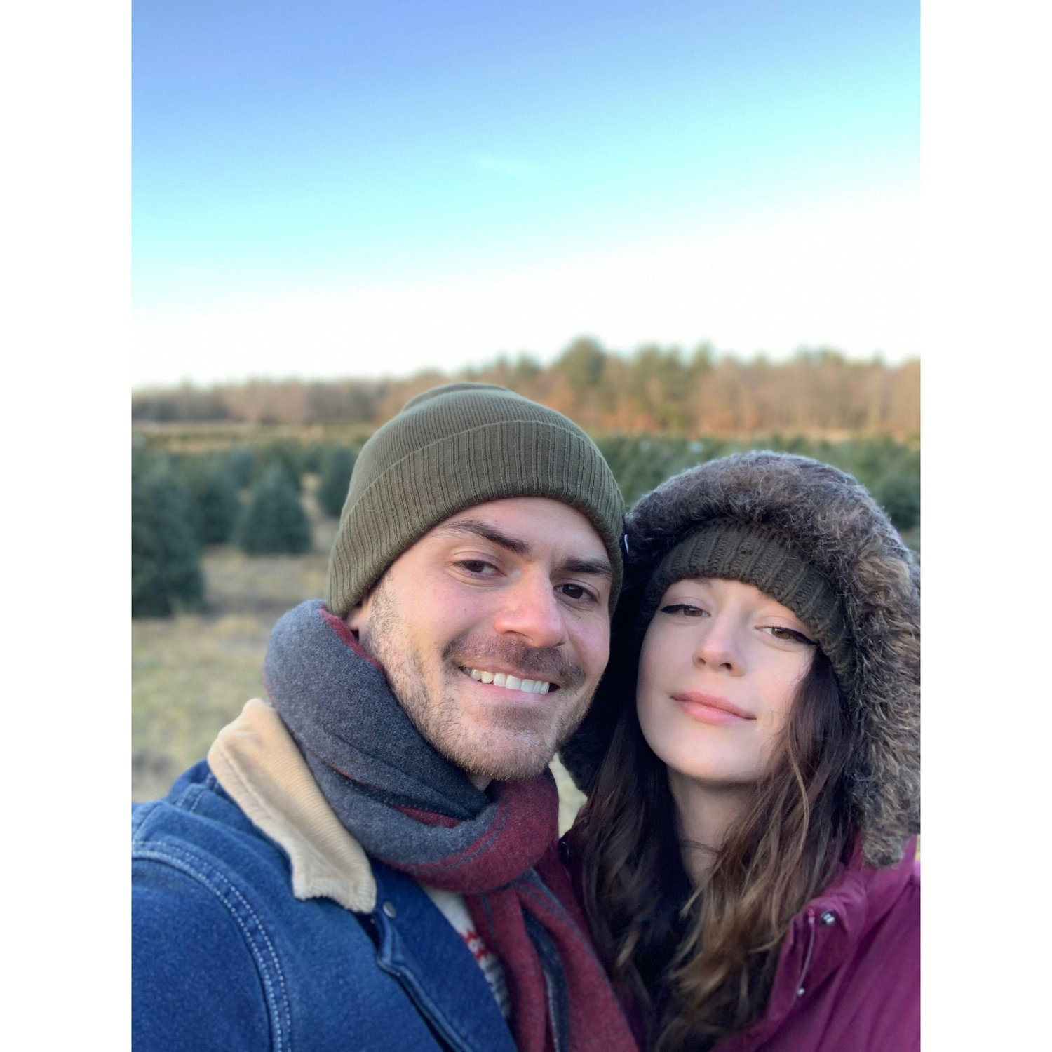 Choosing a tree for our first Christmas together in Rhode Island
