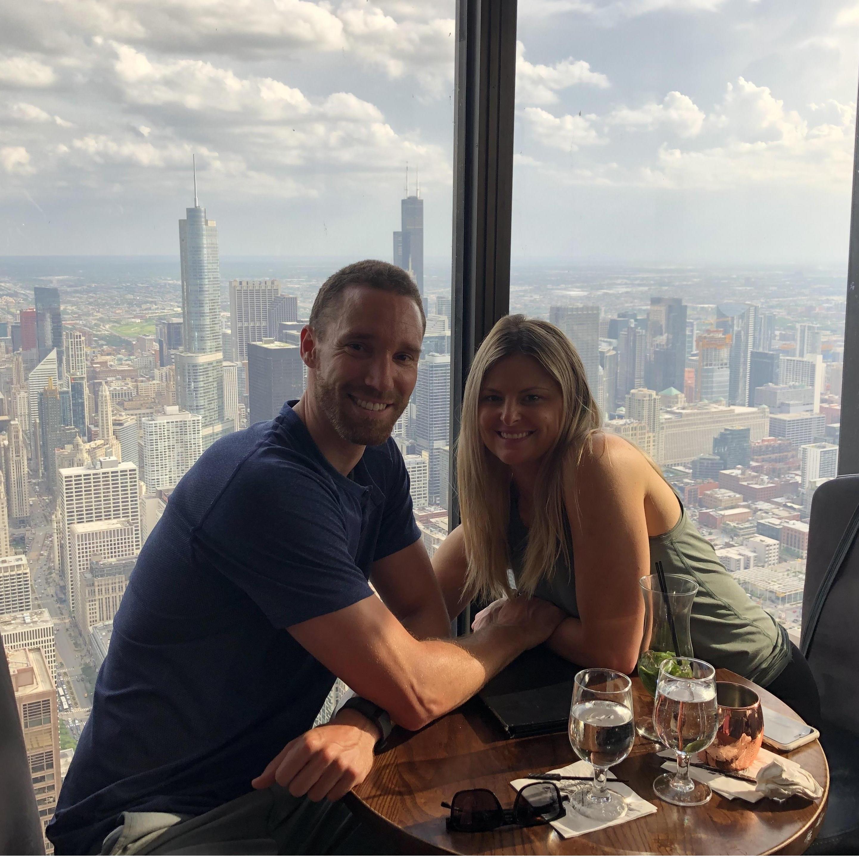 Soaking it all in at the 96th floor of the John Hancock building in downtown Chicago, IL