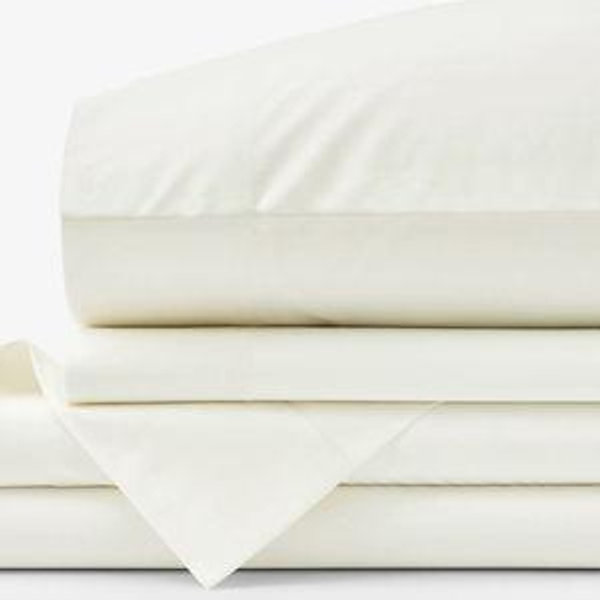 Classic Cool Cotton Percale Bed Sheet Set - Cream, Queen