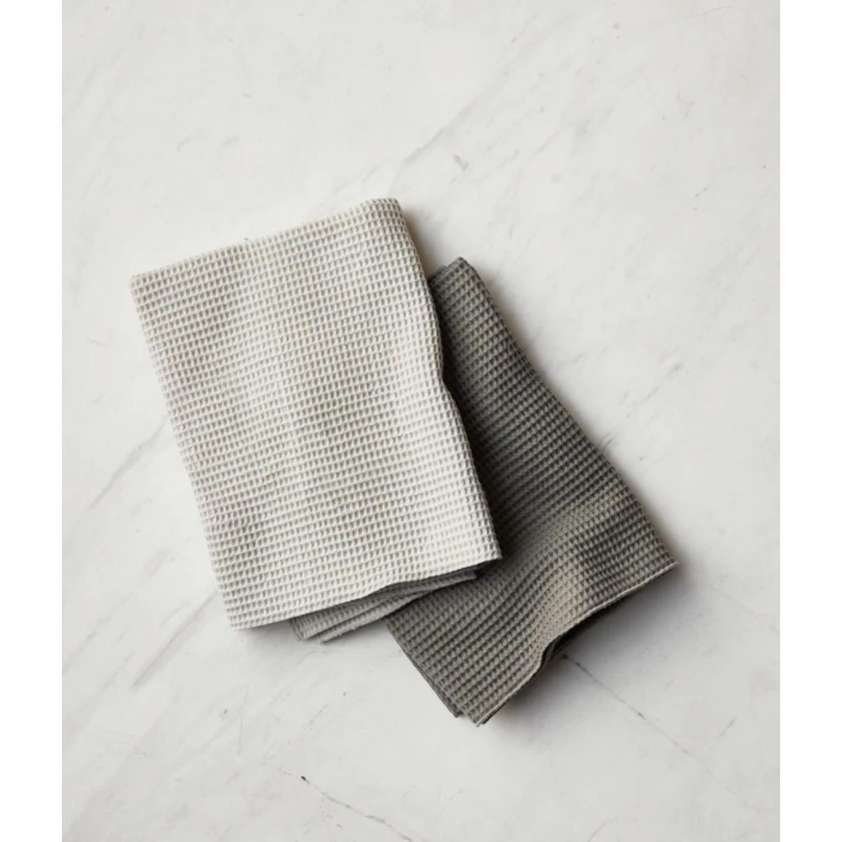 Hawkins New York Essential Waffle Dish Towels, Olive/Sage (Set of 2)