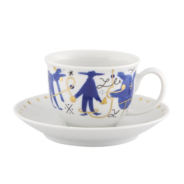 Folkifunki Espresso/Coffee Cups & Saucers, Set of 4