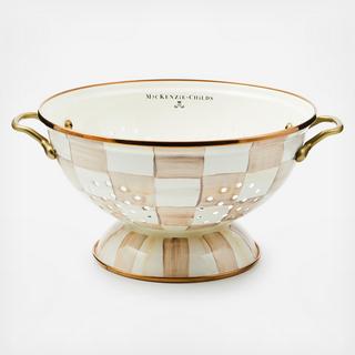 Mocha Check Stainless Steel Colander