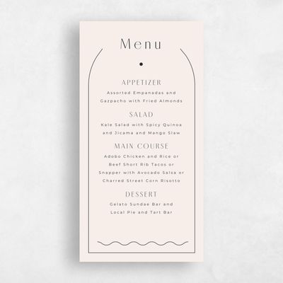 Linen, Beige Wedding Menu - Suzi