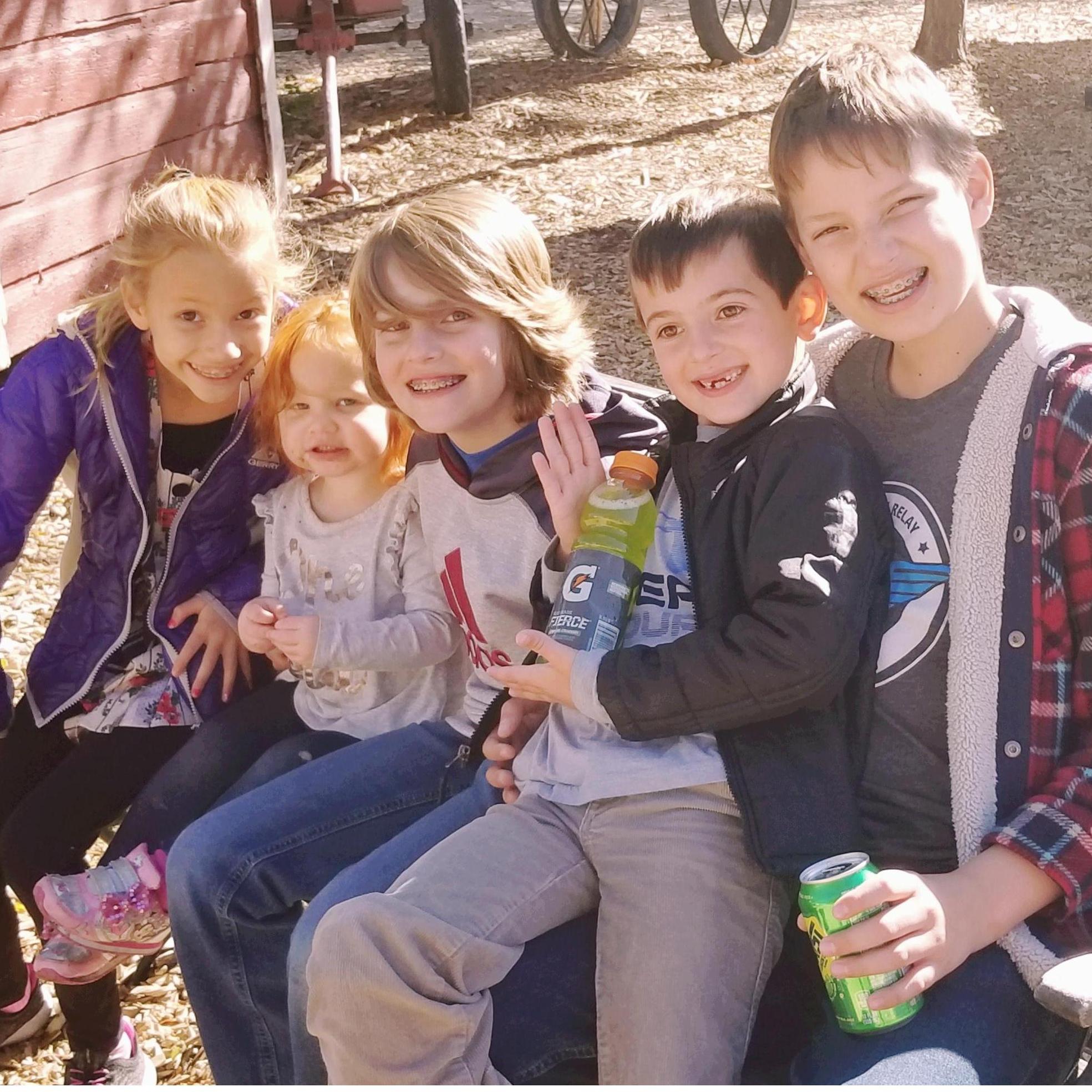 Trinity, Emma, JJ, Russell and Noah at Wheeler Farm - October 2018