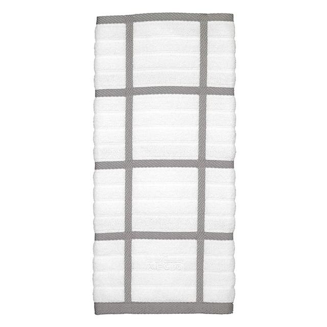 All-Clad Textiles 100-Percent Combed Terry Loop Cotton Kitchen Towel, Oversized, Highly Absorbent and Anti-Microbial, 17-inch by 30-inch, Checked, Titanium