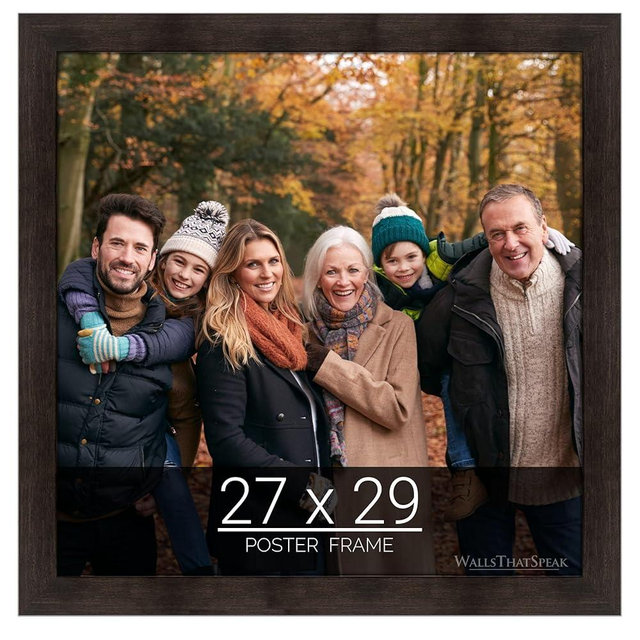 wallsthatspeak 27x29 Espresso Brown Picture Frame for Puzzles Posters Photos or Artwork