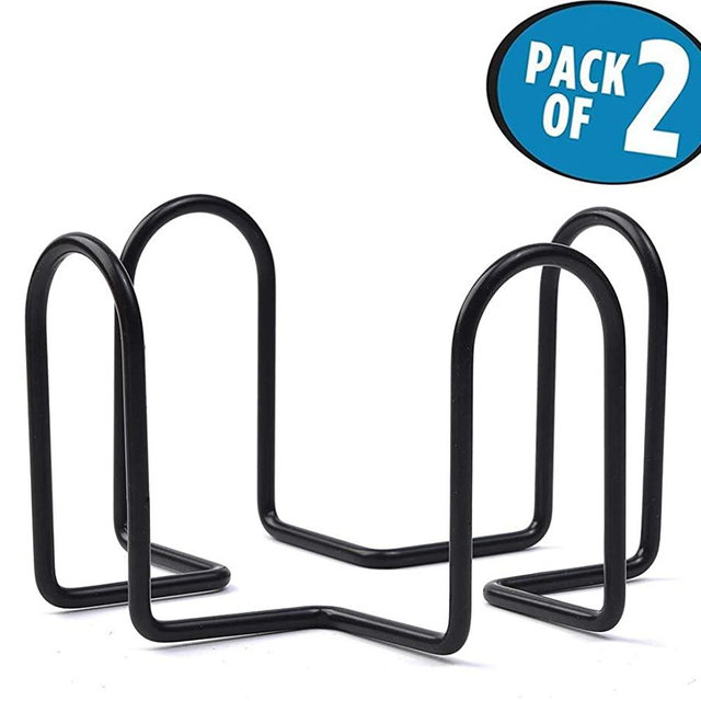 QBOSO Coaster Holder 4.3 Inch Black Iron Metal Holder Storage Caddy for Both Round and Square Coasters Fit 4 to 9 Pieces Coasters (Set of 2 )