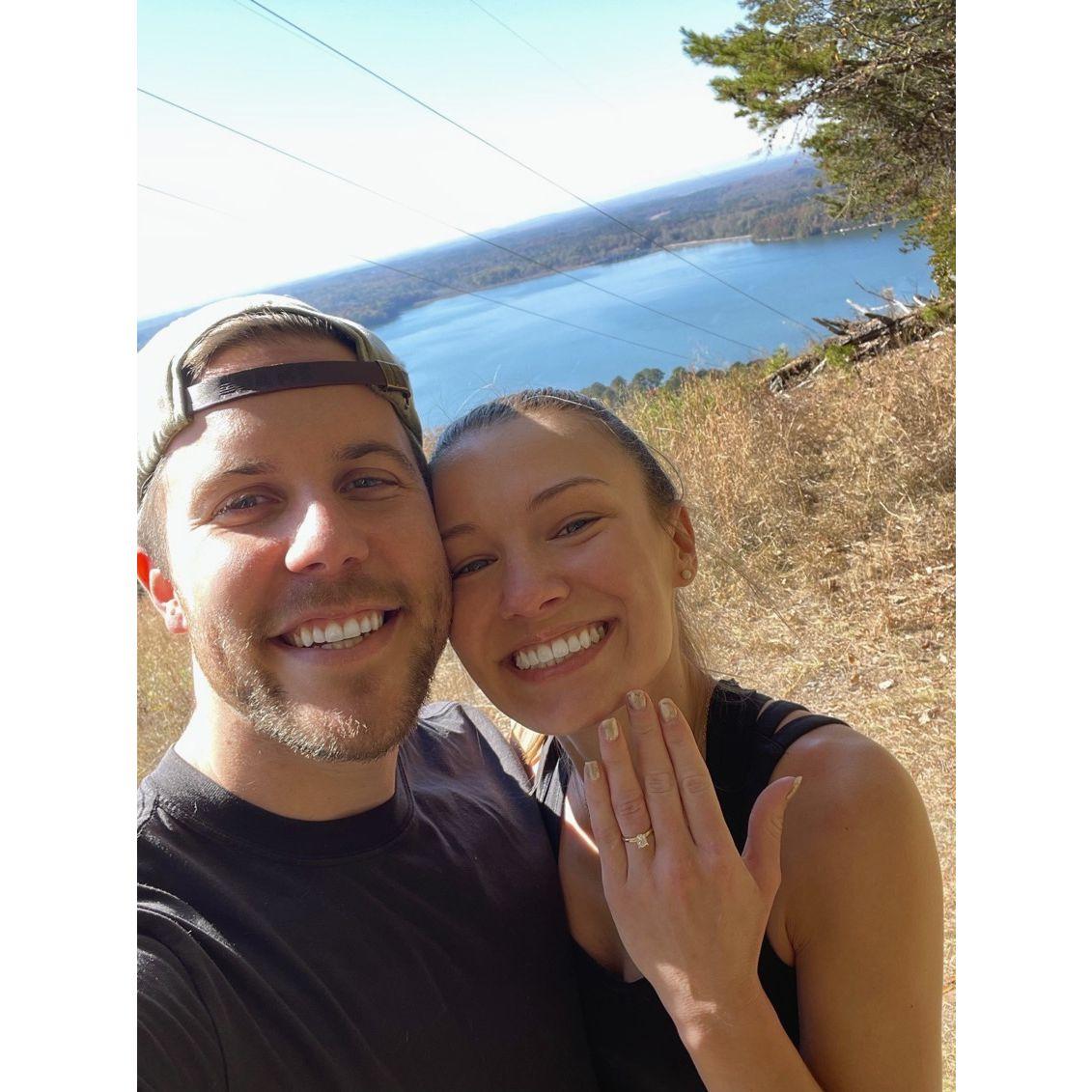 Our engagement! Phil proposed at the top of our hike.