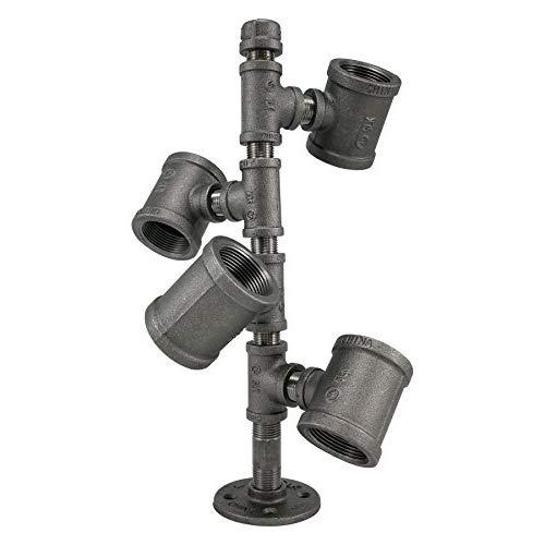 Rustic Industrial Pipe 4 Bottle Wine Rack by Pipe Decor Heavy Duty DIY Style, Modern Chic Industrial Steel Grey, Commercial Grade Metal