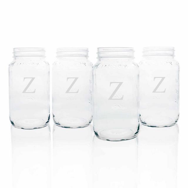 Cathy's Concepts Monogram Glass Mason Jar Mugs Set of 4