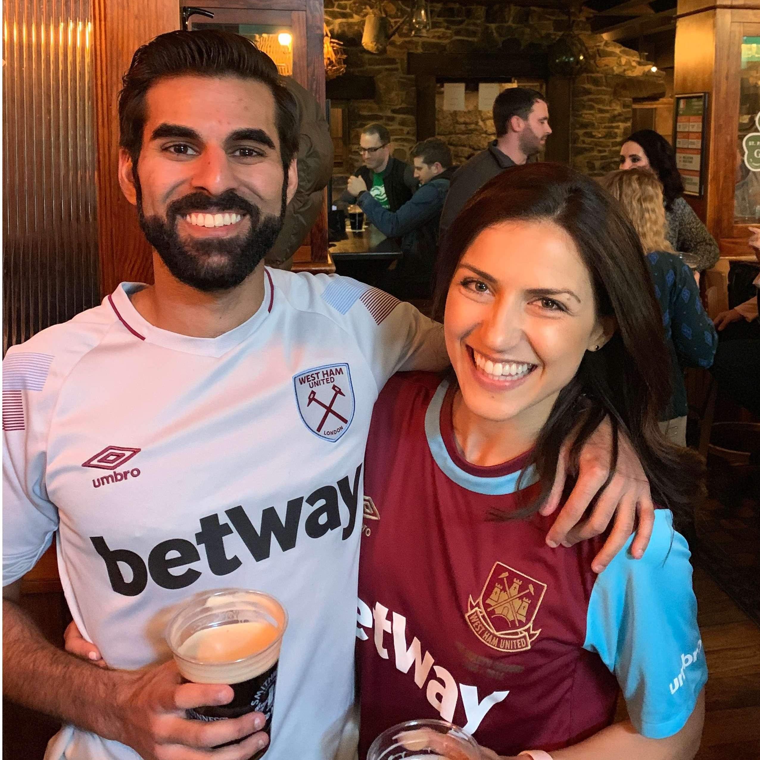 Prav's 30th bday, watching West Ham play at a pub!