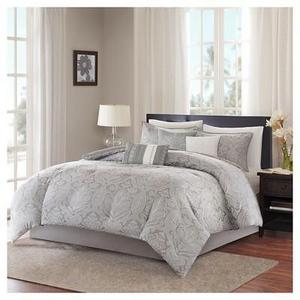 Devin Paisley Comforter Set (Queen) Gray - 7pc