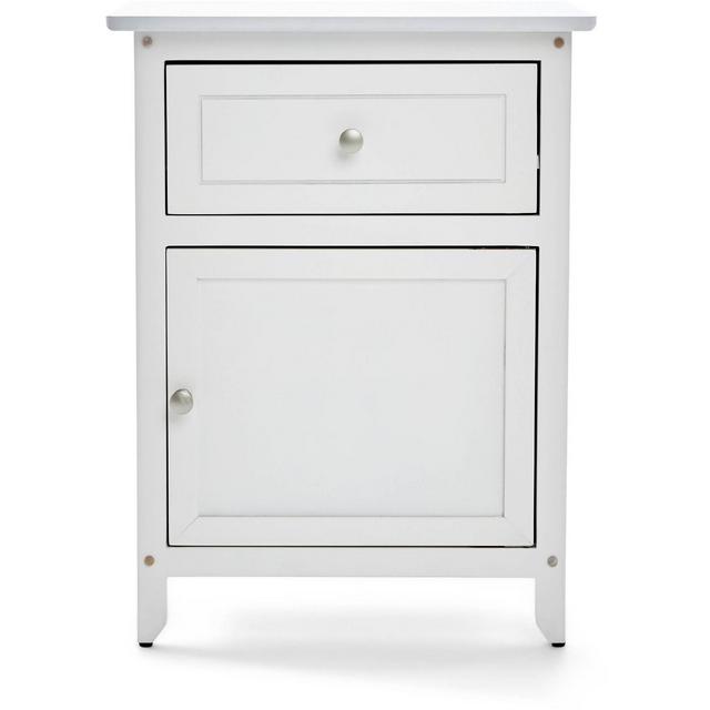 Alcott Side Table with Single Drawer and Storage Cabinet White - ClickDecor