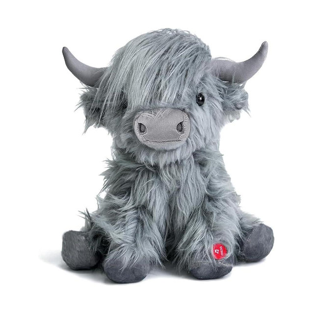 Tonpect Highland Cow Stuffed Animal with Mooing Sound, 10 inch, Cuddly Farm Toy for Boys Girls Gift Decoration