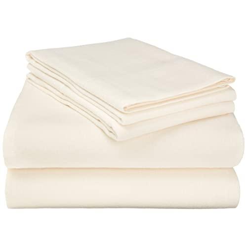 Superior Premium Cotton Flannel Sheets, All Season 100% Brushed Cotton Flannel Bedding, 4-Piece Sheet Set with Deep Fitting Pockets - Ivory Solid, California King Bed