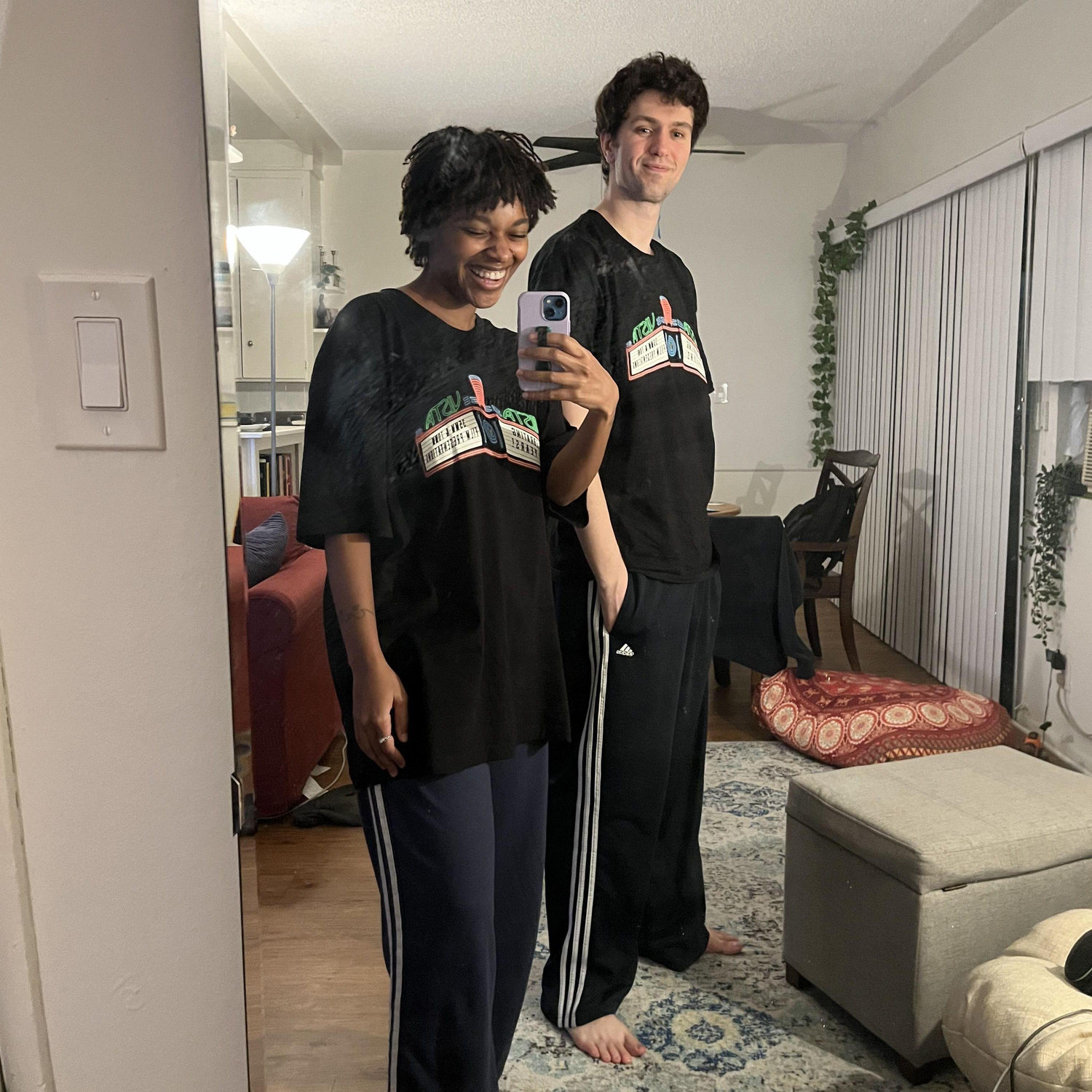 Accidentally matching head to toe.