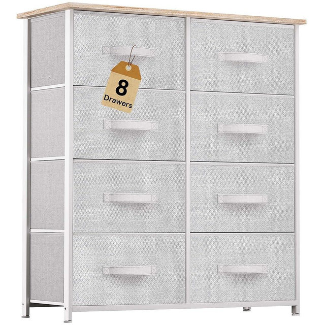 YITAHOME 8 Drawers Dresser - Fabric Storage Tower, Organizer Unit for Room, Living Room & Closets - Sturdy Steel Frame, Easy Pull Fabric Bins & Wooden Top