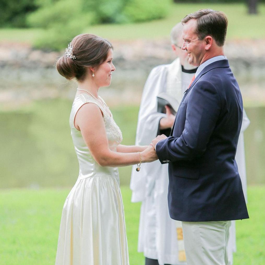 Here's us getting married at our small ceremony last year on June 20, 2020.