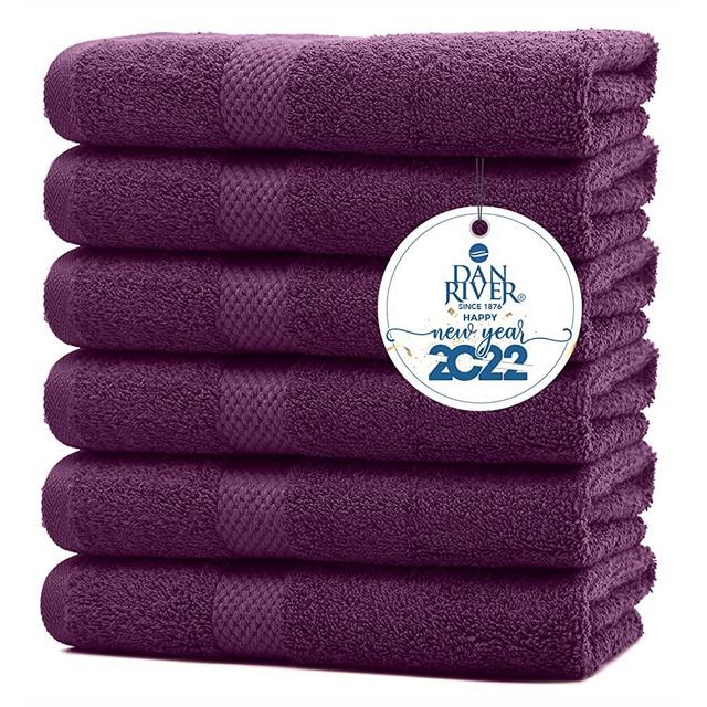 DAN RIVER 100% Cotton Hand Towel Set of 6| Soft Bathroom Hand Towels| Salon Towel| Absorbent| Extra Large Hand Towel| Spa Hand Towel| Gym Hand Towel| Purple Hand Towel| Hand Towel 16x28 in| 600 GSM