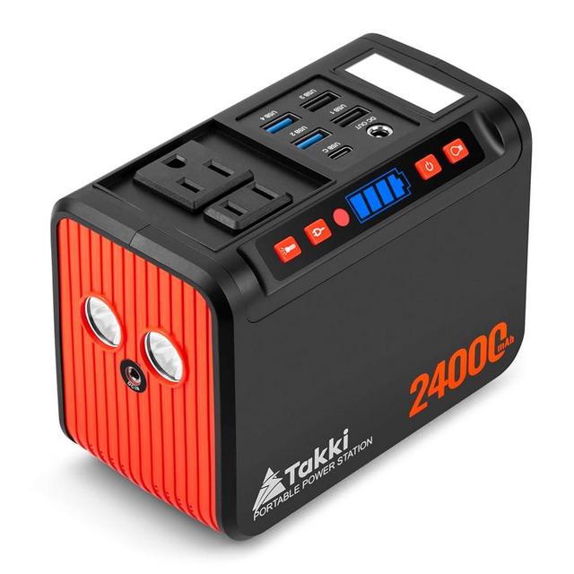 Takki Portable Power Station 88Wh, Camping Solar Generator Power Bank with 110V AC DC USB Ports LED Flashlight for Camping Home Emergency Power Backup(Solar Panel Not Included)